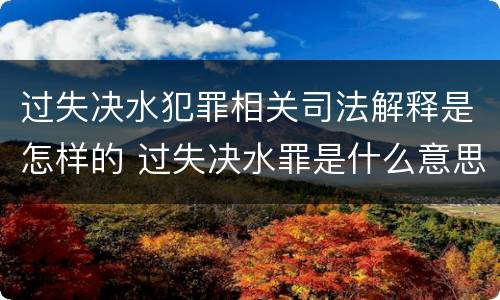 过失决水犯罪相关司法解释是怎样的 过失决水罪是什么意思