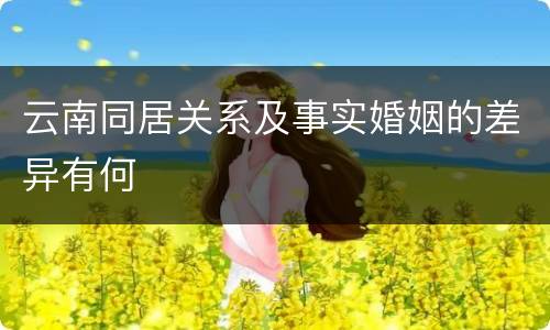 云南同居关系及事实婚姻的差异有何