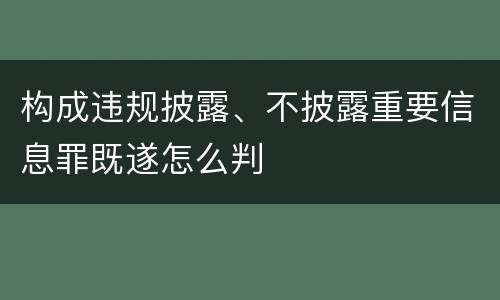 构成违规披露、不披露重要信息罪既遂怎么判