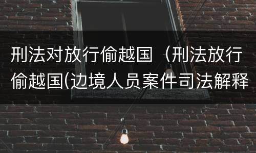 刑法对放行偷越国（刑法放行偷越国(边境人员案件司法解释会如何规定）