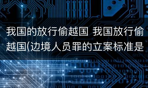 我国的放行偷越国 我国放行偷越国(边境人员罪的立案标准是怎么规定