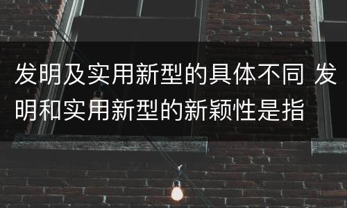 发明及实用新型的具体不同 发明和实用新型的新颖性是指