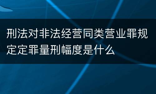 刑法对非法经营同类营业罪规定定罪量刑幅度是什么