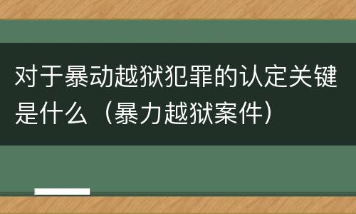 对于暴动越狱犯罪的认定关键是什么（暴力越狱案件）