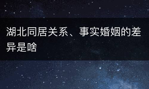 湖北同居关系、事实婚姻的差异是啥