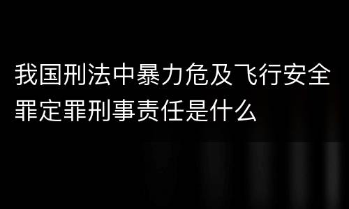 我国刑法中暴力危及飞行安全罪定罪刑事责任是什么