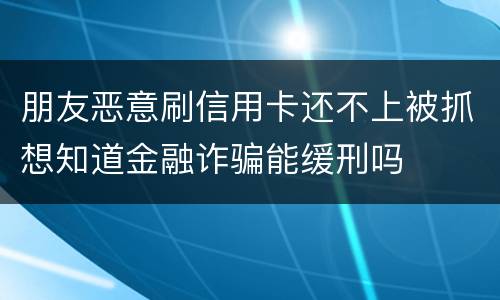 朋友恶意刷信用卡还不上被抓想知道金融诈骗能缓刑吗