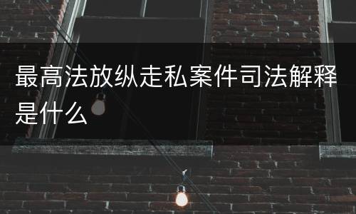 最高法放纵走私案件司法解释是什么