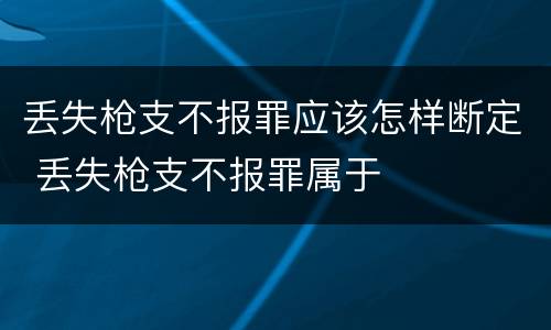 丢失枪支不报罪应该怎样断定 丢失枪支不报罪属于