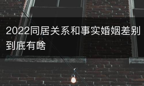 2022同居关系和事实婚姻差别到底有啥