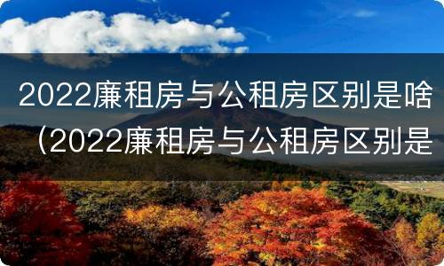 2022廉租房与公租房区别是啥（2022廉租房与公租房区别是啥呢）