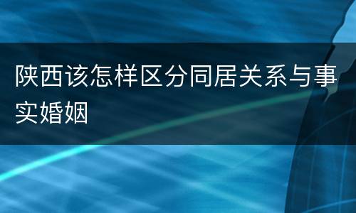 陕西该怎样区分同居关系与事实婚姻