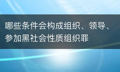 哪些条件会构成组织、领导、参加黑社会性质组织罪