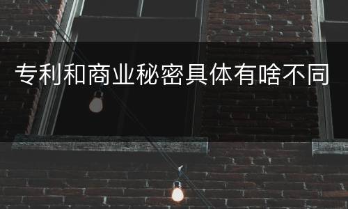 专利和商业秘密具体有啥不同