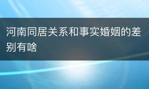 河南同居关系和事实婚姻的差别有啥