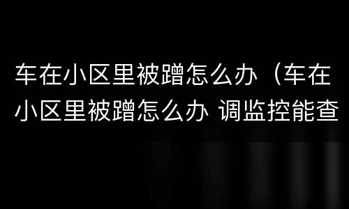 车在小区里被蹭怎么办（车在小区里被蹭怎么办 调监控能查到吗）