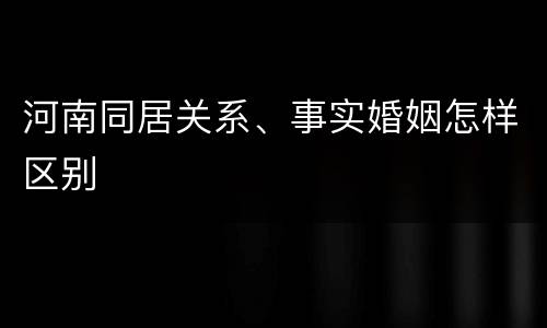 河南同居关系、事实婚姻怎样区别