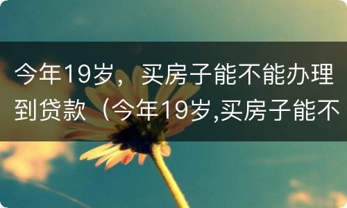 今年19岁，买房子能不能办理到贷款（今年19岁,买房子能不能办理到贷款手续）