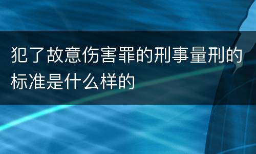 犯了故意伤害罪的刑事量刑的标准是什么样的