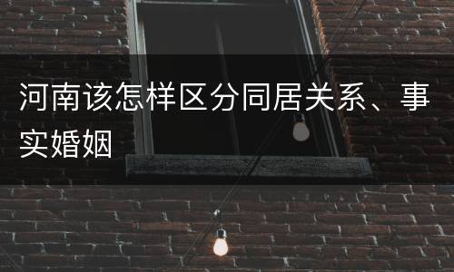 河南该怎样区分同居关系、事实婚姻