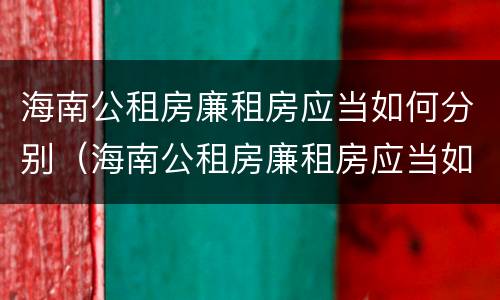 海南公租房廉租房应当如何分别（海南公租房廉租房应当如何分别选房）