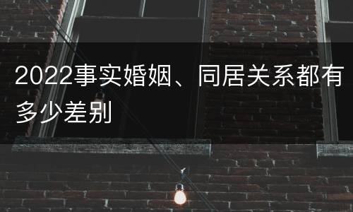 2022事实婚姻、同居关系都有多少差别