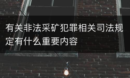 有关非法采矿犯罪相关司法规定有什么重要内容