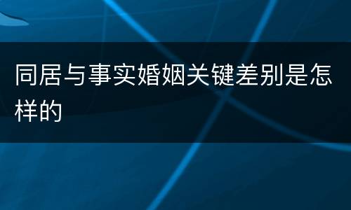 同居与事实婚姻关键差别是怎样的