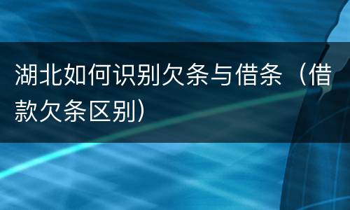 湖北如何识别欠条与借条（借款欠条区别）