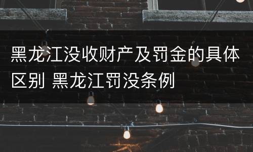 黑龙江没收财产及罚金的具体区别 黑龙江罚没条例