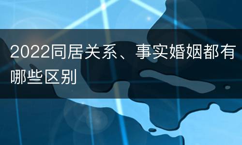 2022同居关系、事实婚姻都有哪些区别