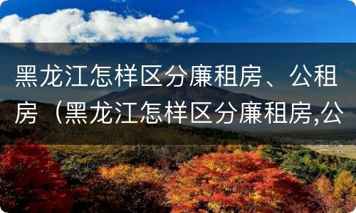 黑龙江怎样区分廉租房、公租房（黑龙江怎样区分廉租房,公租房和商品房）