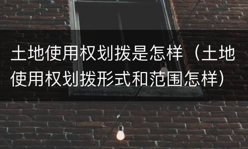 土地使用权划拨是怎样（土地使用权划拨形式和范围怎样）