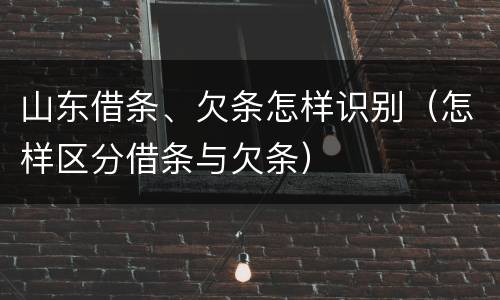 山东借条、欠条怎样识别（怎样区分借条与欠条）