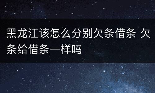 黑龙江该怎么分别欠条借条 欠条给借条一样吗