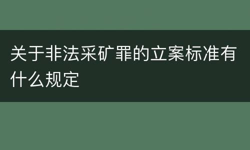 关于非法采矿罪的立案标准有什么规定