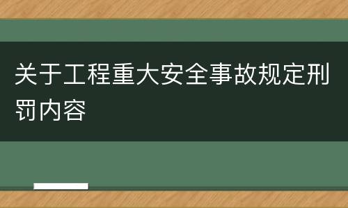 关于工程重大安全事故规定刑罚内容