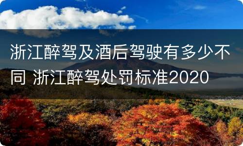 浙江醉驾及酒后驾驶有多少不同 浙江醉驾处罚标准2020