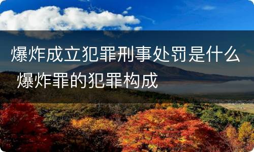 爆炸成立犯罪刑事处罚是什么 爆炸罪的犯罪构成