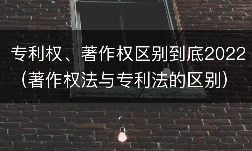 专利权、著作权区别到底2022（著作权法与专利法的区别）