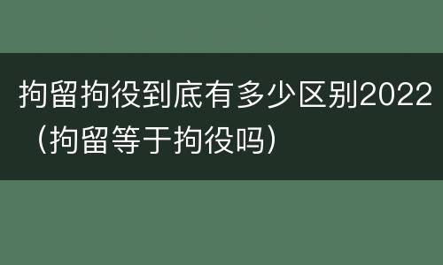 拘留拘役到底有多少区别2022（拘留等于拘役吗）