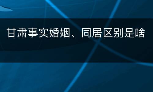 甘肃事实婚姻、同居区别是啥