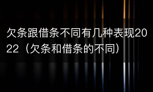 欠条跟借条不同有几种表现2022（欠条和借条的不同）