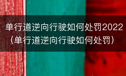 单行道逆向行驶如何处罚2022（单行道逆向行驶如何处罚）