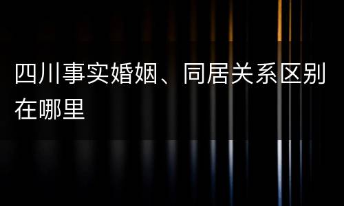 四川事实婚姻、同居关系区别在哪里