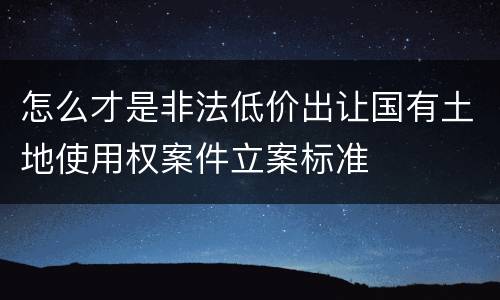 怎么才是非法低价出让国有土地使用权案件立案标准