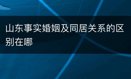 山东事实婚姻及同居关系的区别在哪