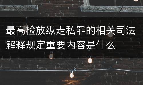 最高检放纵走私罪的相关司法解释规定重要内容是什么