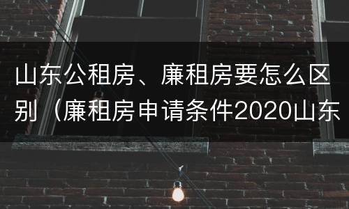 山东公租房、廉租房要怎么区别（廉租房申请条件2020山东）