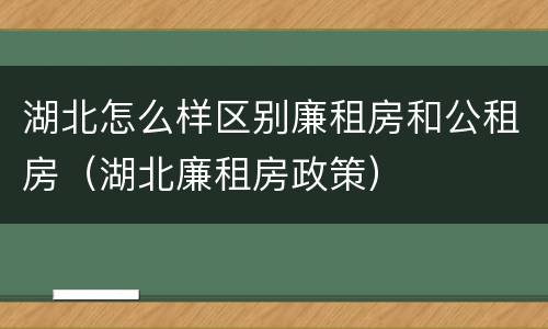 湖北怎么样区别廉租房和公租房（湖北廉租房政策）